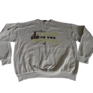 Vtg MV Sport Ole Smoky Whiskey Beige Graphic Sweatshirt Size XL Long Slv FLAW